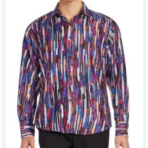 Suslo Couture NWT Luxury Wrinkle-Free Abstract Colorful Stripes Size XL Mens
